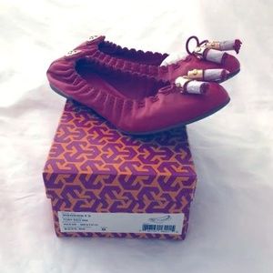 Tory Burch Reese Mestico Ballet Flats: Red, Size 8